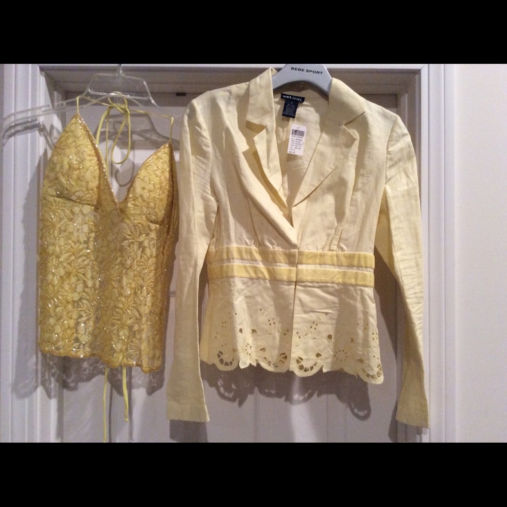 Y2K Wet seal yellow blazer beaded sequin tank NOT ACCEPTING OFFERS PRICE IS FIRM